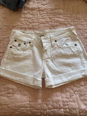 True Religion White Rolled-Hem Women's Denim Shorts